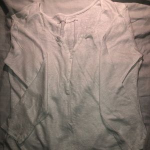 Comptoir de Cotonniers White Linen Jersey 3/4 Sleeve Top L